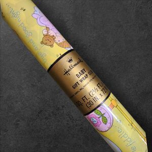 Vintage Hallmark Baby Wrapping Paper Yellow Gender Neutral NOS 1980s Nursery